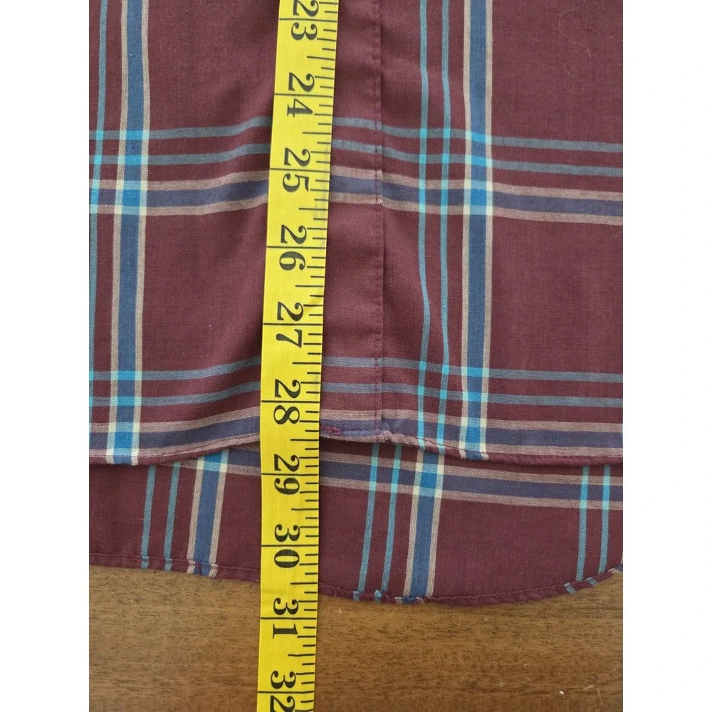 Men's Vtg Levi's Button Down Shirt Plaid Long Sleeve Sz‎ Xl Burgundy